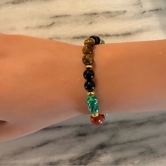 Natural Stones Beaded Bracelet Set Lucky & Wealth Bohemian Style 2 Bracelets - Picture 2 of 9